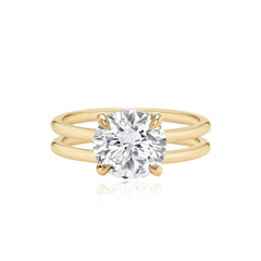 Double Gold Band Lab Engagement Ring