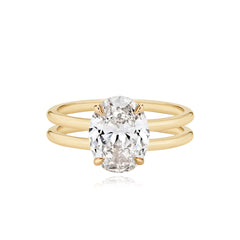 Double Gold Band Lab Engagement Ring