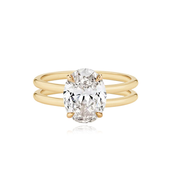 Double Gold Band Lab Engagement Ring