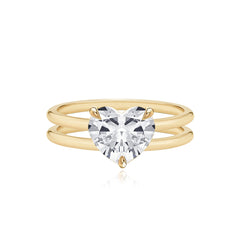 Diamond Double Gold Band Engagement Ring