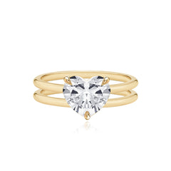 Double Gold Band Lab Engagement Ring