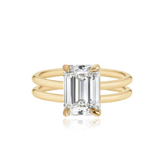 Double Gold Band Lab Engagement Ring