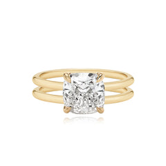 Diamond Double Gold Band Engagement Ring