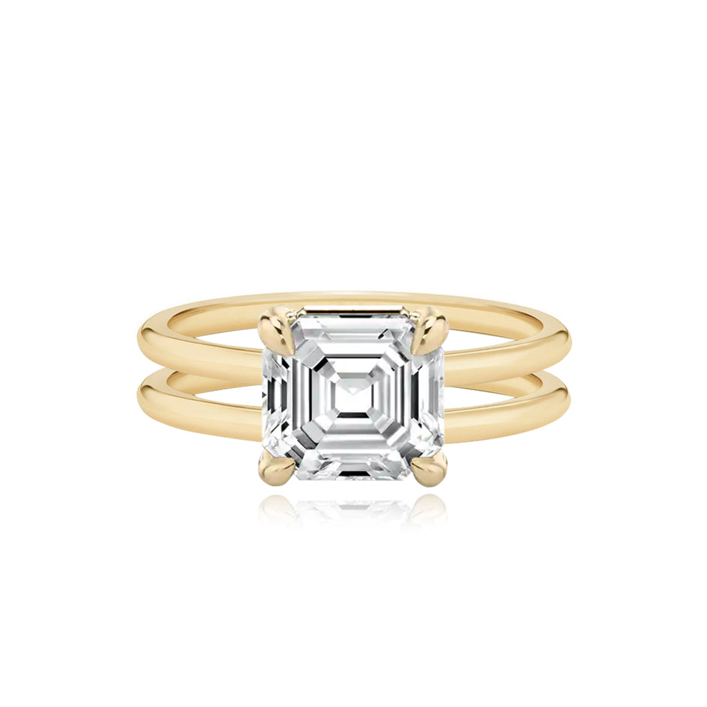 Diamond Double Gold Band Engagement Ring