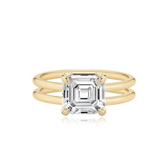 Diamond Double Gold Band Engagement Ring