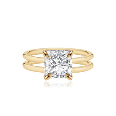 Double Gold Band Lab Engagement Ring