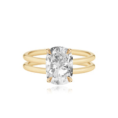 Diamond Double Gold Band Engagement Ring