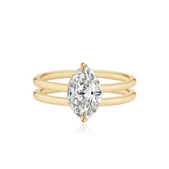 Diamond Double Gold Band Engagement Ring