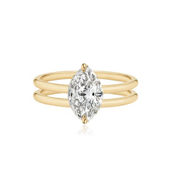 Double Gold Band Lab Engagement Ring