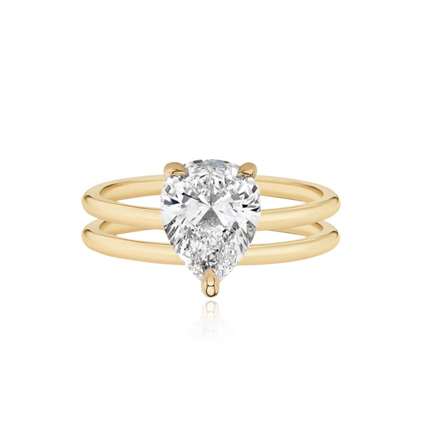 Diamond Double Gold Band Engagement Ring