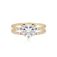 Double Pave Band Lab Engagement Ring