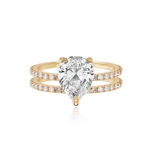 Diamond Double Pave Band Engagement Ring