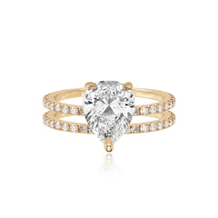 Double Pave Band Lab Engagement Ring