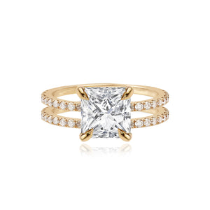 Diamond Double Pave Band Engagement Ring