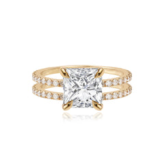Double Pave Band Lab Engagement Ring