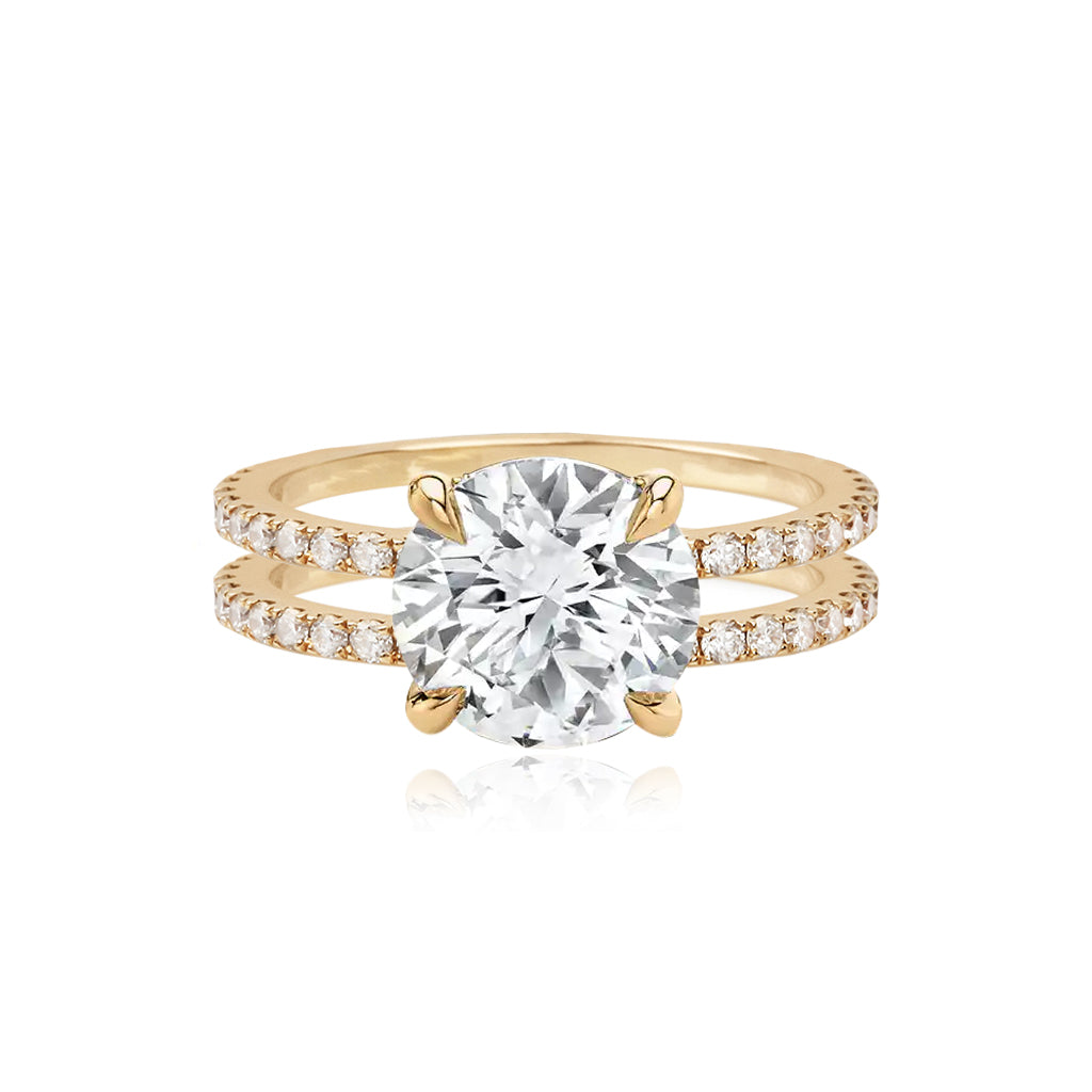 Double Pave Band Lab Engagement Ring