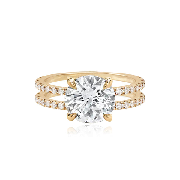 Double Pave Band Lab Engagement Ring