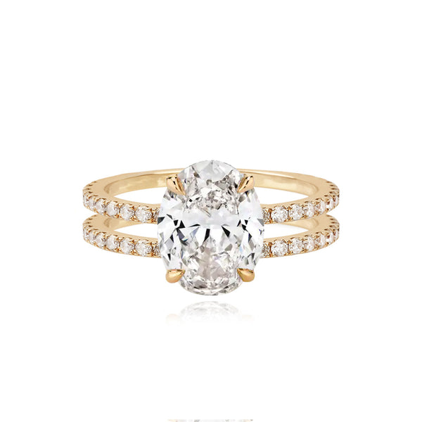 Double Pave Band Lab Engagement Ring