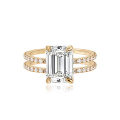 Double Pave Band Lab Engagement Ring