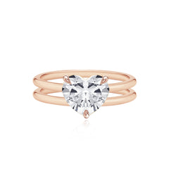 Diamond Double Gold Band Engagement Ring