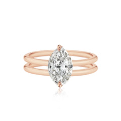 Diamond Double Gold Band Engagement Ring