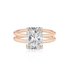 Diamond Double Gold Band Engagement Ring