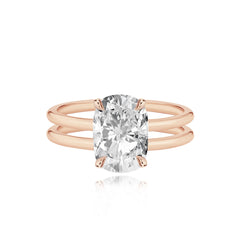 Diamond Double Gold Band Engagement Ring