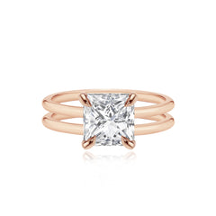 Diamond Double Gold Band Engagement Ring