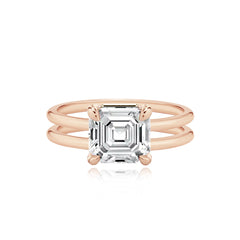 Diamond Double Gold Band Engagement Ring