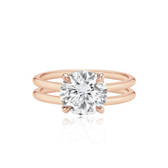 Diamond Double Gold Band Engagement Ring