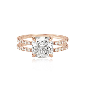 Diamond Double Pave Band Engagement Ring