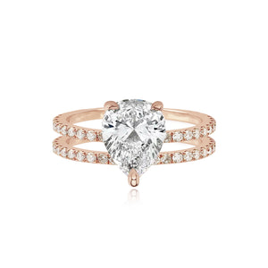 Diamond Double Pave Band Engagement Ring