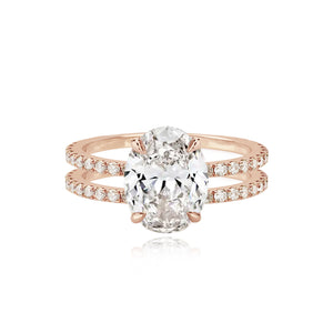 Large Diamond Double Pave Band Engagement Ring
