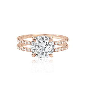 Large Diamond Double Pave Band Engagement Ring