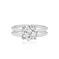 Diamond Double Gold Band Engagement Ring