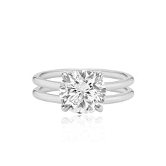 Double Gold Band Lab Engagement Ring