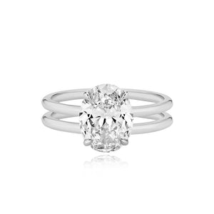 Diamond Double Gold Band Engagement Ring