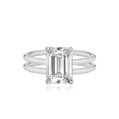 Double Gold Band Lab Engagement Ring