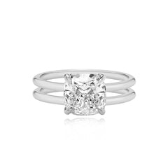 Diamond Double Gold Band Engagement Ring