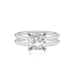 Double Gold Band Lab Engagement Ring