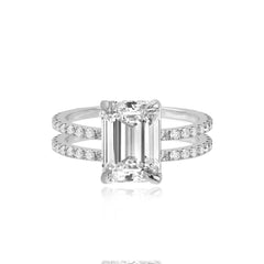 Double Pave Band Lab Engagement Ring
