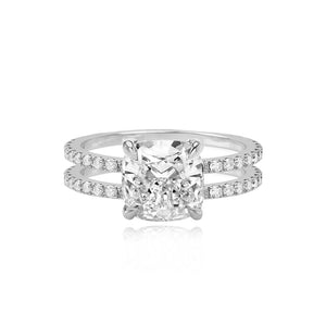Diamond Double Pave Band Engagement Ring