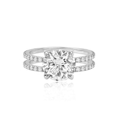 Double Pave Band Lab Engagement Ring