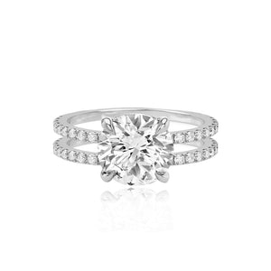 Diamond Double Pave Band Engagement Ring