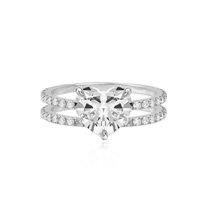 Diamond Double Pave Band Engagement Ring