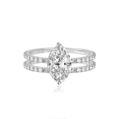 Double Pave Band Lab Engagement Ring