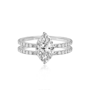Double Pave Band Engagement Ring
