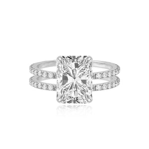 Diamond Double Pave Band Engagement Ring