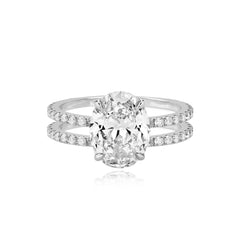 Double Pave Band Lab Engagement Ring