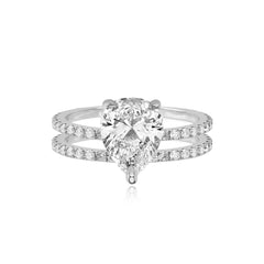 Double Pave Band Lab Engagement Ring